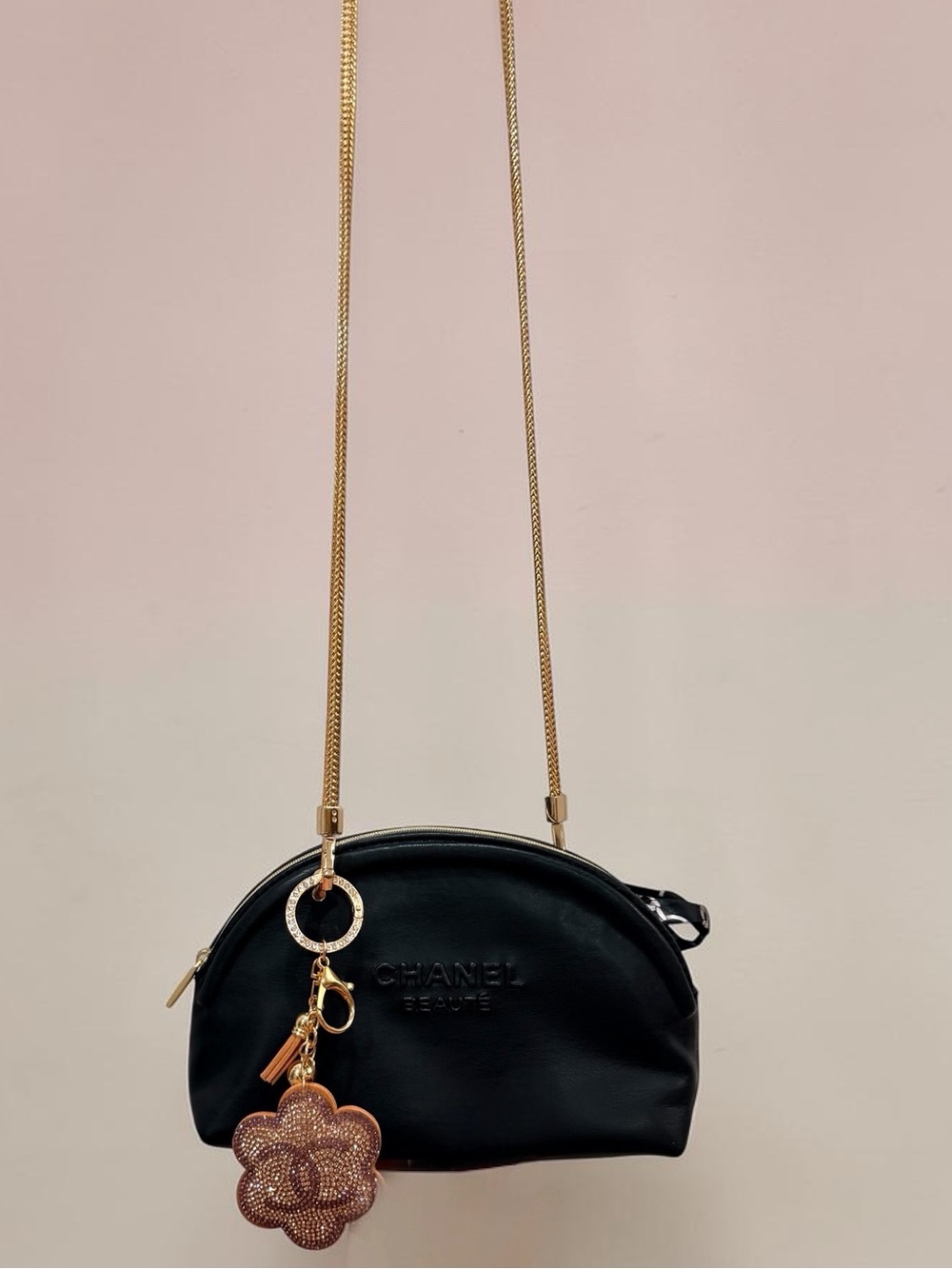 NEW ✨ CHANEL Beaute Black Crossbody 
 2024 VIP Gift + Gold Chain & CC Charm❣️